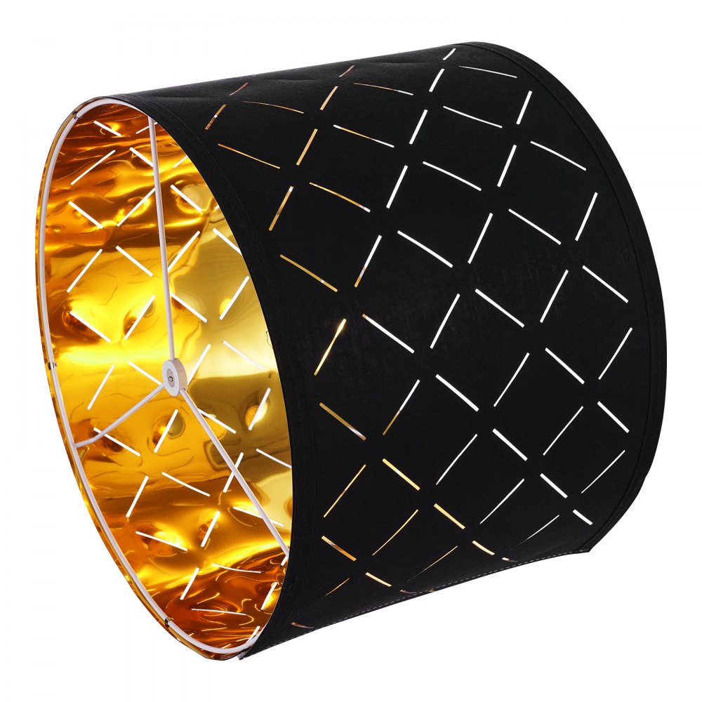 VEVOR Drum lampenkap 33x33x25 cm (boven x onder x hoog), 2 middelgrote vervangende kappen van TC-stof + PET, Harp lampenkap voor tafellampen en staande lampen (Black Diamond Hollow Design)