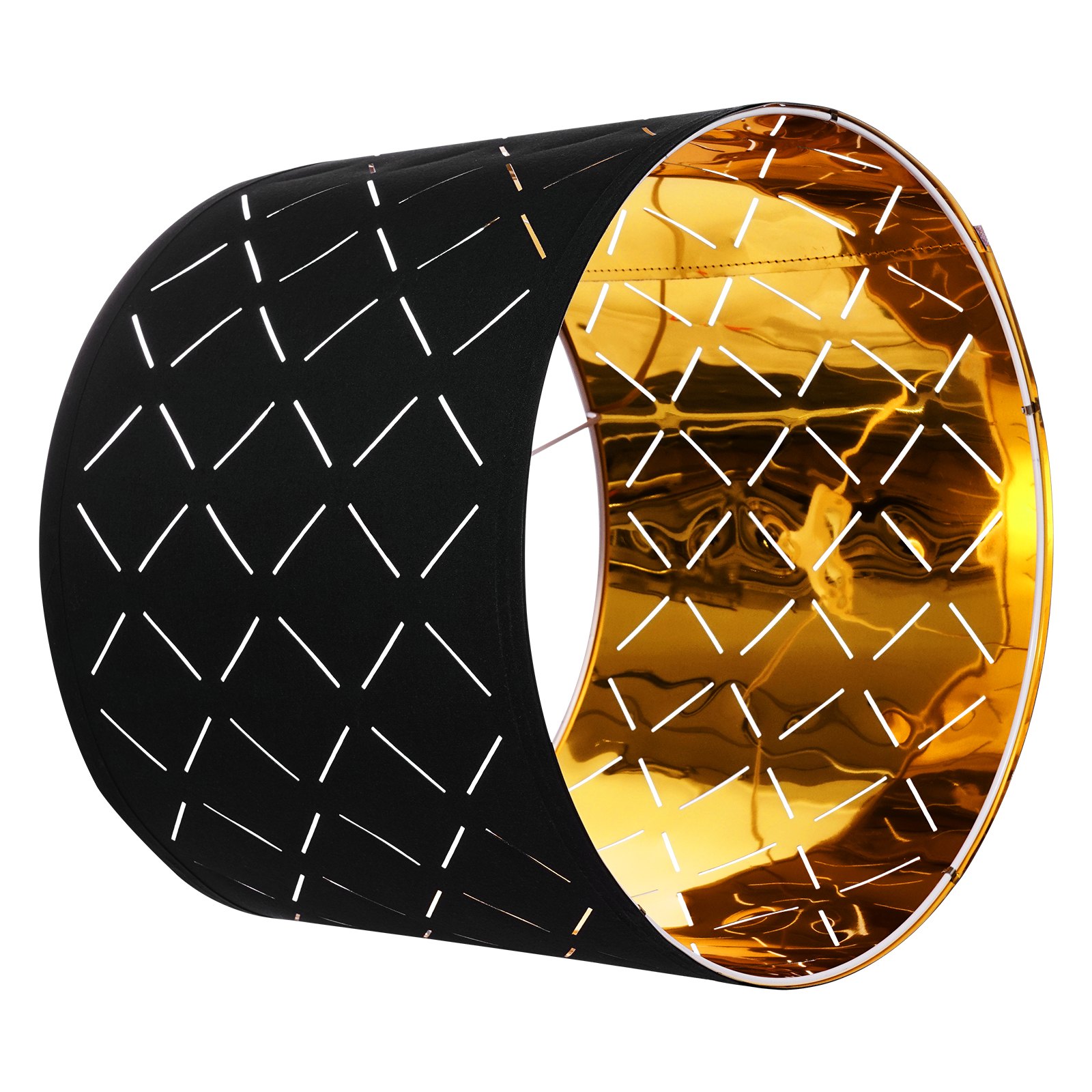 VEVOR Drum lampenkap 33x33x25 cm (boven x onder x hoog), 2 middelgrote vervangende kappen van TC-stof + PET, Harp lampenkap voor tafellampen en staande lampen (Black Diamond Hollow Design)