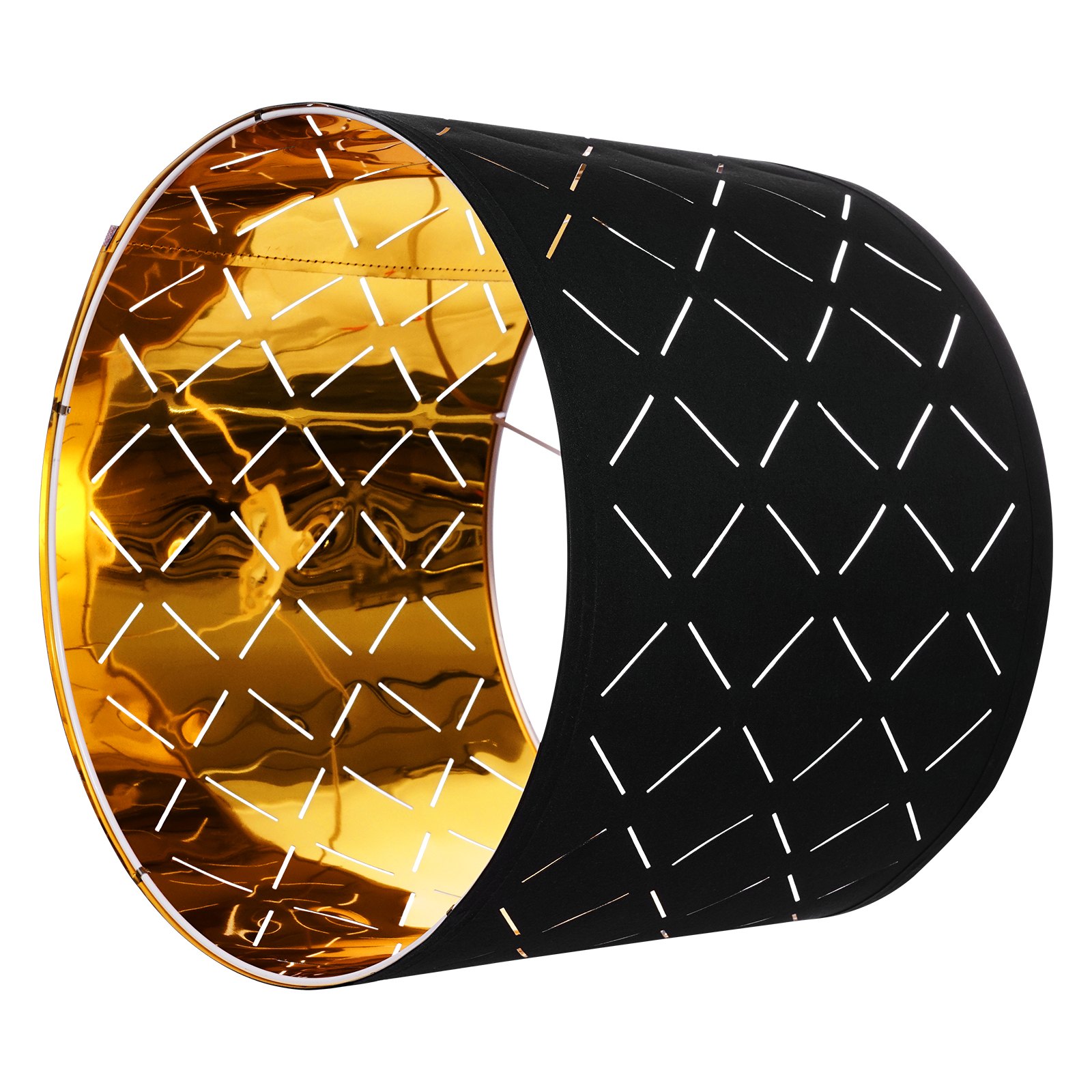 VEVOR Drum lampenkap 33x33x25 cm (boven x onder x hoog), 2 middelgrote vervangende kappen van TC-stof + PET, Harp lampenkap voor tafellampen en staande lampen (Black Diamond Hollow Design)