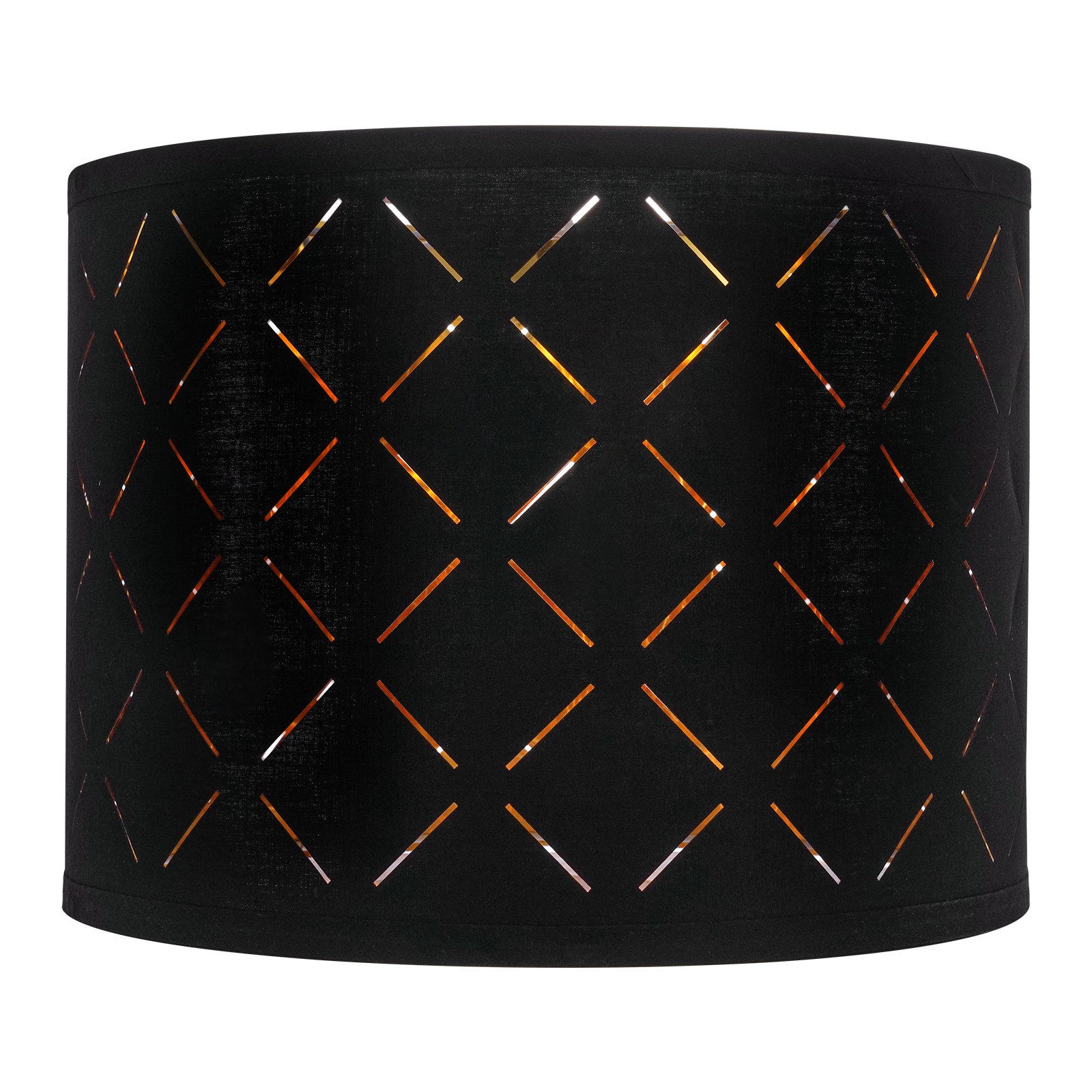 VEVOR Drum lampenkap 33x33x25 cm (boven x onder x hoog), 2 middelgrote vervangende kappen van TC-stof + PET, Harp lampenkap voor tafellampen en staande lampen (Black Diamond Hollow Design)
