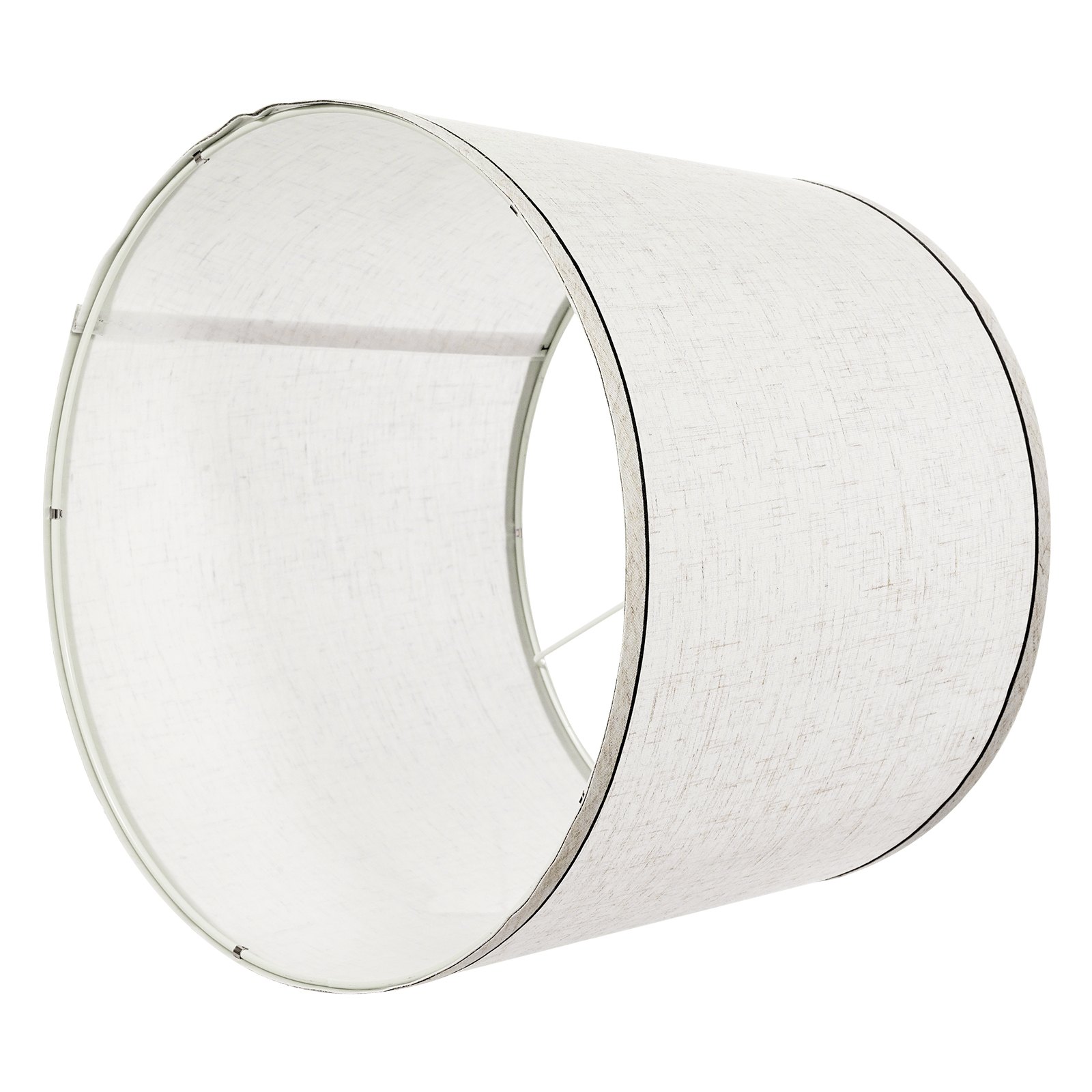 VEVOR lampenkap trommel 290 x 320 x 245 mm (boven x onder x hoog), 2 vervangende linnen kappen + PVC lampenkap met harp voor tafellampen en hanglampen (licht linnen met zwarte rand)