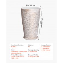 VEVOR Set van 2 Bloempotten Plantenbak met Schotel 30x53cm