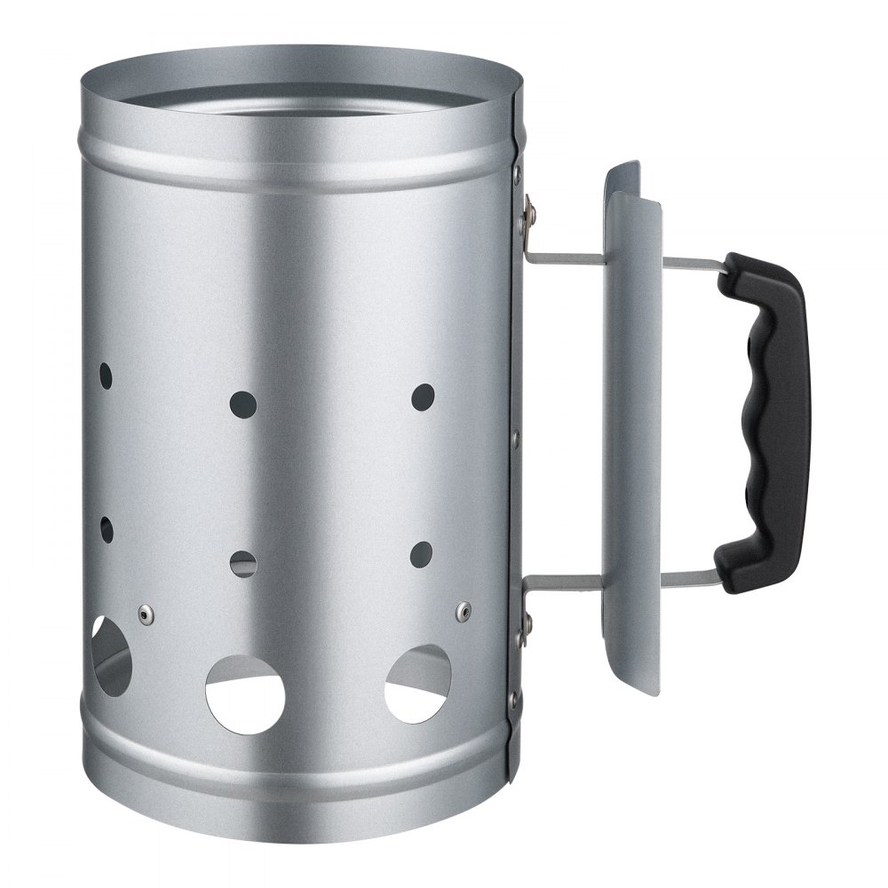 VEVOR Houtskoolstarter, 1,8 kg houtskoolstarter met grote capaciteit, stalen grillstarter voor houtskoolgrills en barbecues, draagbare houtskoolstarter en grillgereedschap, zilver