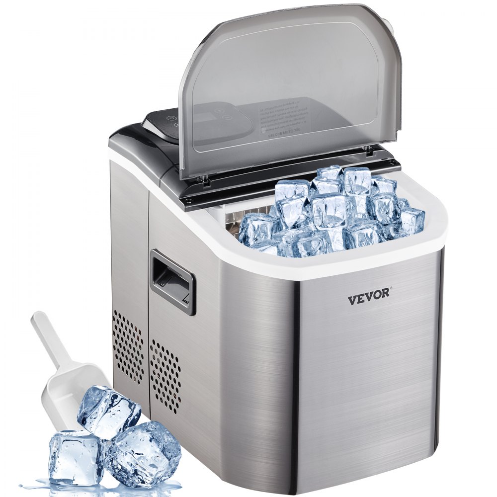 VEVOR Ijsblokjesmachine 40Ibs/18kg Ijsmaker Ijsmachine Countertop Ice Maker Clear Ice Cubes 24 stuks Draagbare Fabrieksprijs