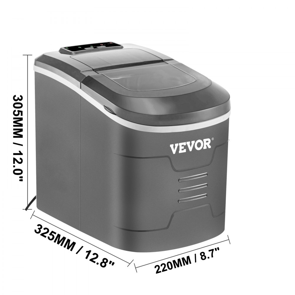 Portable Ice Maker 12KG(26LB) Per 24 Hours 2 Cube Size with Ice Scoop Euro- plug