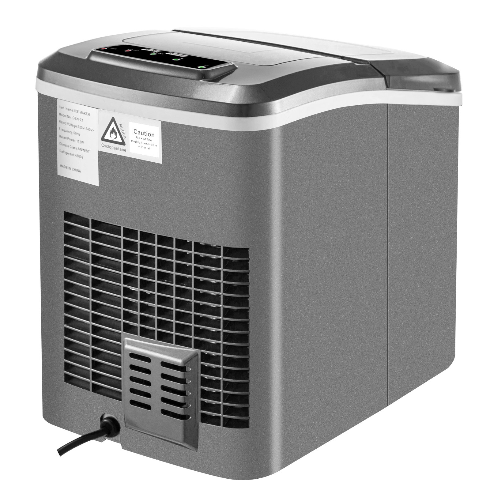 Portable Ice Maker 12KG(26LB) Per 24 Hours 2 Cube Size with Ice Scoop Euro- plug