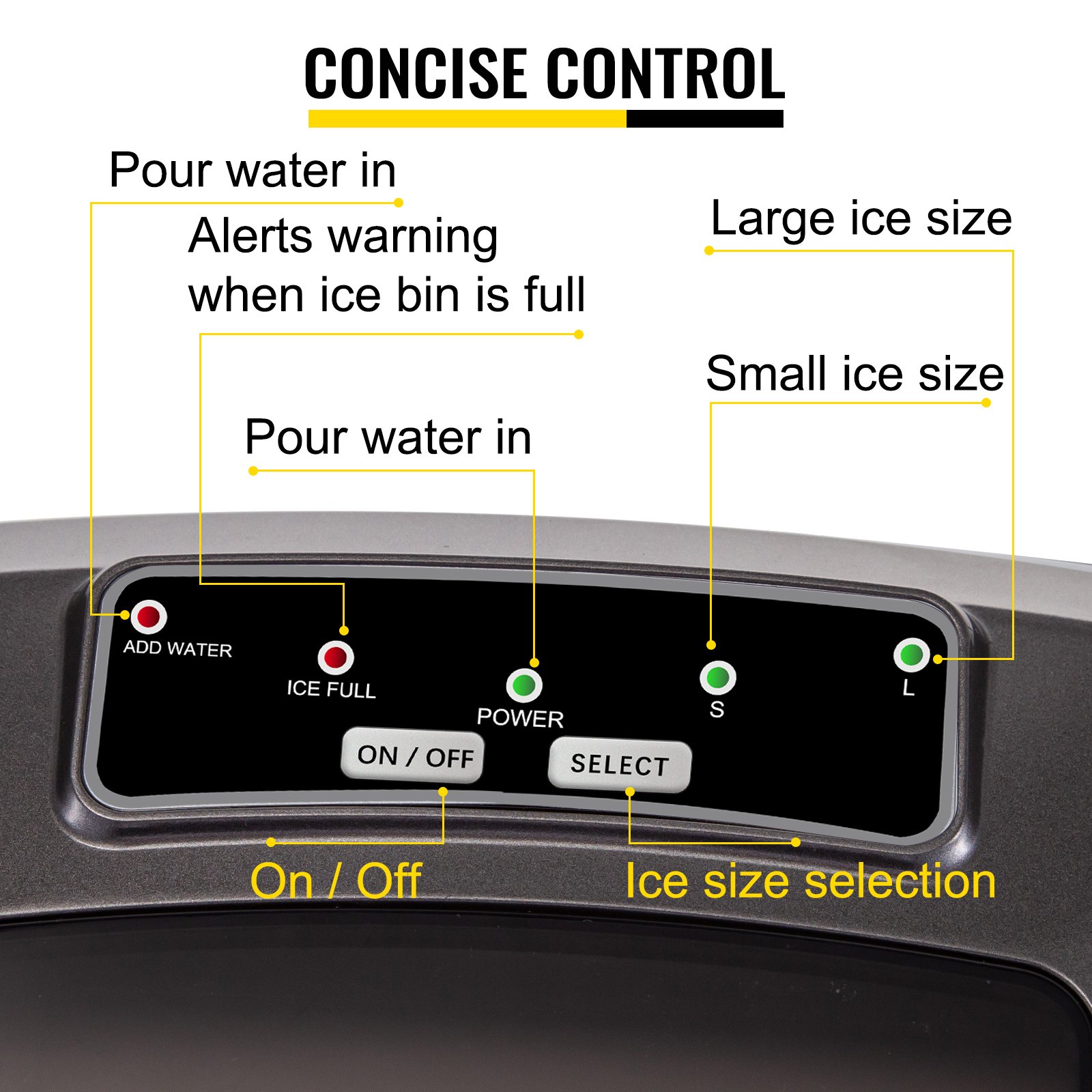 Portable Ice Maker 12KG(26LB) Per 24 Hours 2 Cube Size with Ice Scoop Euro- plug