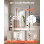 VEVOR Sieradenkast 108 cm hoog, grote spiegel met opbergruimte, wandmontage/over de deur, sieradenkast organizer, afgerond design, afsluitbaar met 2 sleutels & reisorganizer, wit