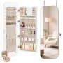 VEVOR Sieradenkast 108 cm hoog, grote spiegel met opbergruimte, wandmontage/over de deur, sieradenkast organizer, afgerond design, afsluitbaar met 2 sleutels & reisorganizer, wit