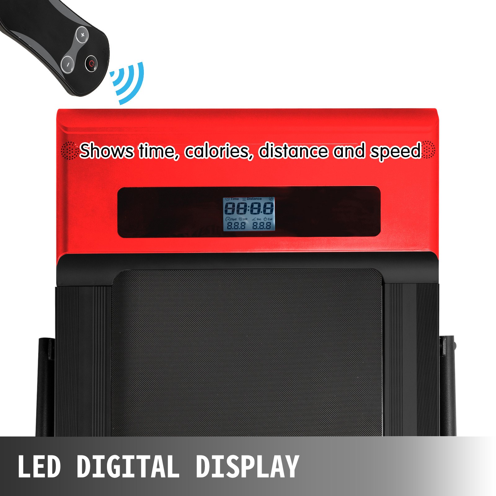 Loopband onder bureau LED digitaal display Opvouwbaar met leuning 500W