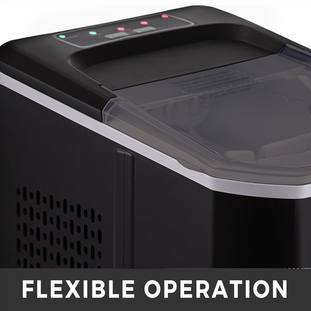 BuoQua 12kg Ice Cube Machine with LCD Display Ice Cube Maker Black Commercial Ice Machine Ice Maker