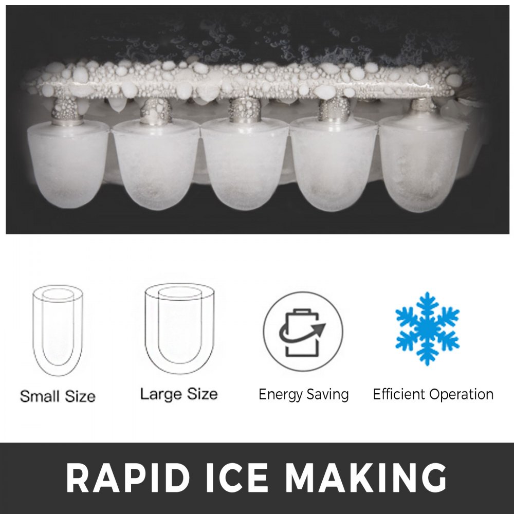 VEVOR 12kg ijsblokjesmachine met LCD-scherm, ijsblokjesmachine, zwarte commerciële ijsmachine, ijsblokjesmachine