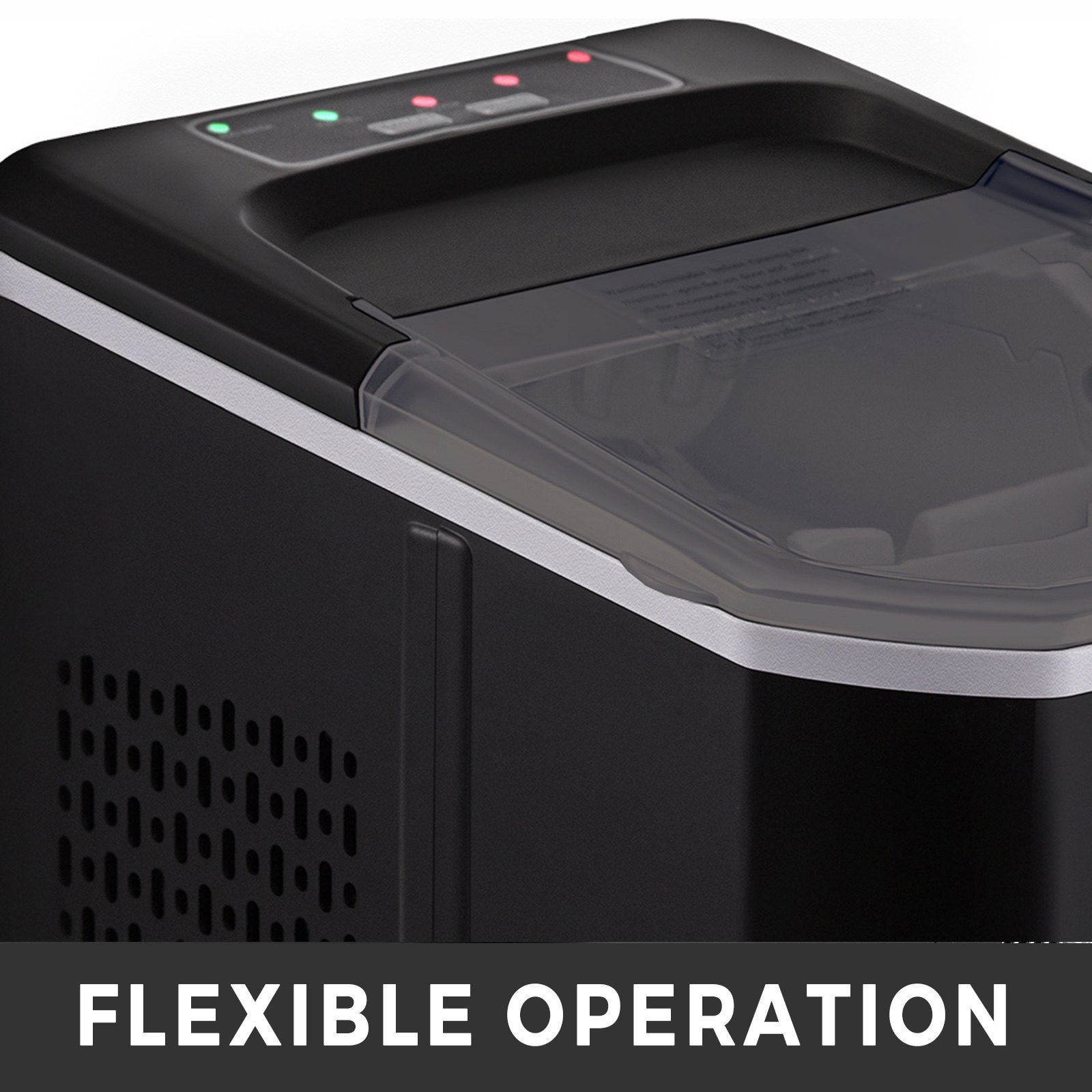 BuoQua 12kg Ice Cube Machine with LCD Display Ice Cube Maker Black Commercial Ice Machine Ice Maker