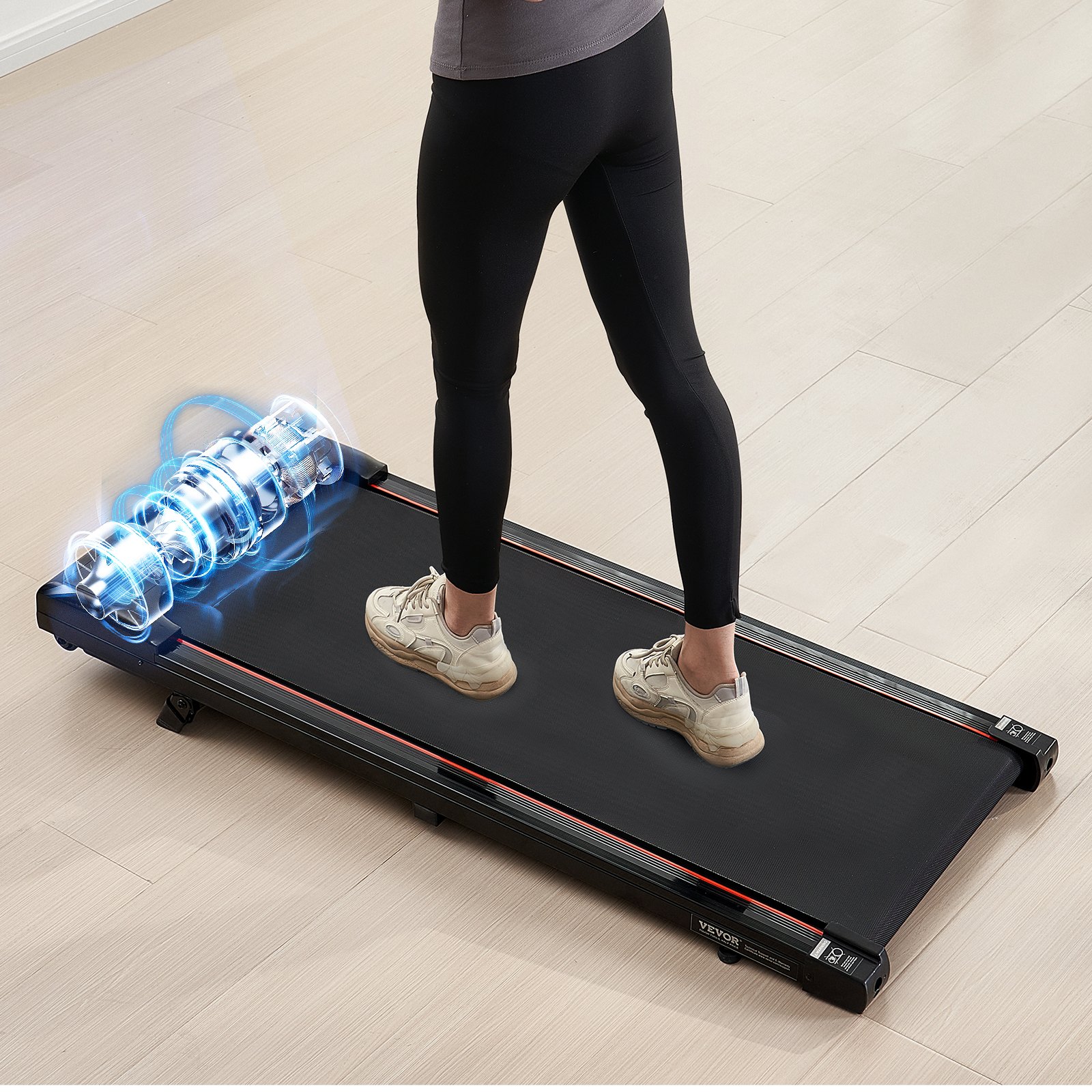 VEVOR Walking Pad, Under Desk Treadmill with Incline, Working Walking Jogging Machine for Home Office, 265 Lbs Capacity 2.5HP Portable Walking Pad, with Remote Control, LED Display, and Bluetooth