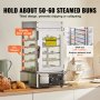 VEVOR Commercial Food Warmer Display 5-Tier Food Steamer Buns Warmer Electric