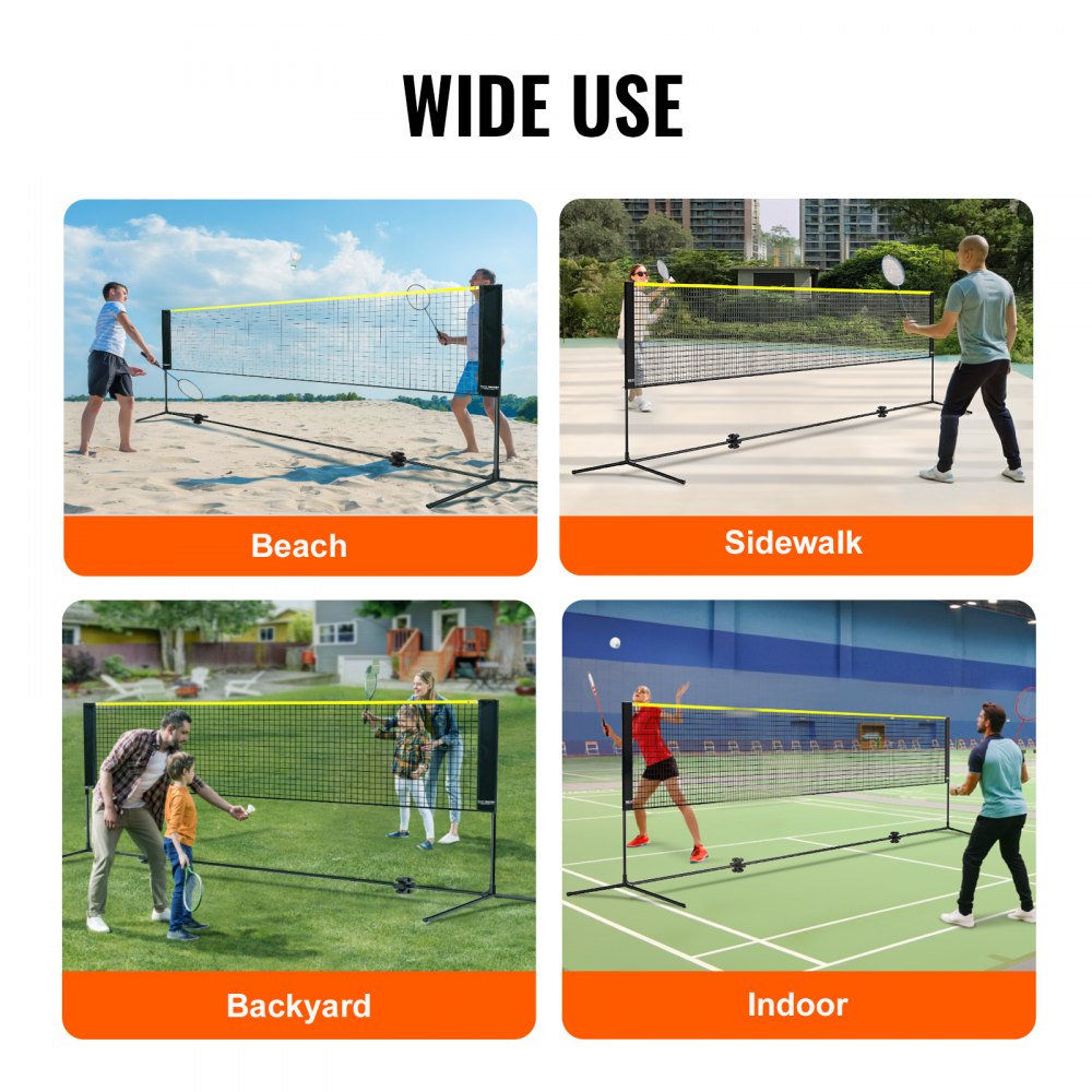 VEVOR Badmintonnet, in hoogte verstelbaar volleybalnet, 420 x 155 x 103 cm Opvouwbaar pickleballnet, draagbare tennisnetset met palen, standaard en draagtas, in de tuin, binnen en buiten