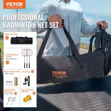 VEVOR Badmintonnetset, buitenbadmintonnet, strandparkbadmintonnet voor volwassenen en kinderen met stangen, draagtas, 4 ijzeren rackets en 3 nylon shuttles