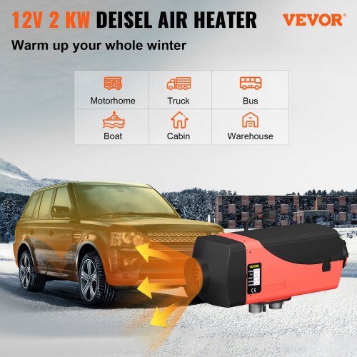 2KW 12V Diesel Air Heater Tank Knob Switch For Truck Boat Trailer,2KW 2000W 12V Air diesel Heater For Vehicle Cars Trucks Boats Bus,12V 2KW 1 Holes Air Diesel Heater + Silencer Knob Switch For Car Tru