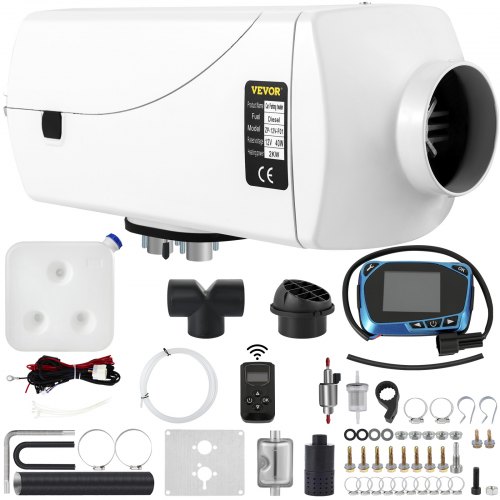 VEVOR Luchtverwarmers Diesel Verwarmer Luchtdieselverwarmer Brandstofverwarmer 12V 2KW Blauw LCD-scherm 1 Uitlaat
