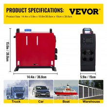VEVOR 12V 5000W Air Diesel Fuel Heater with LCD for Boats Car Trucks Campervans