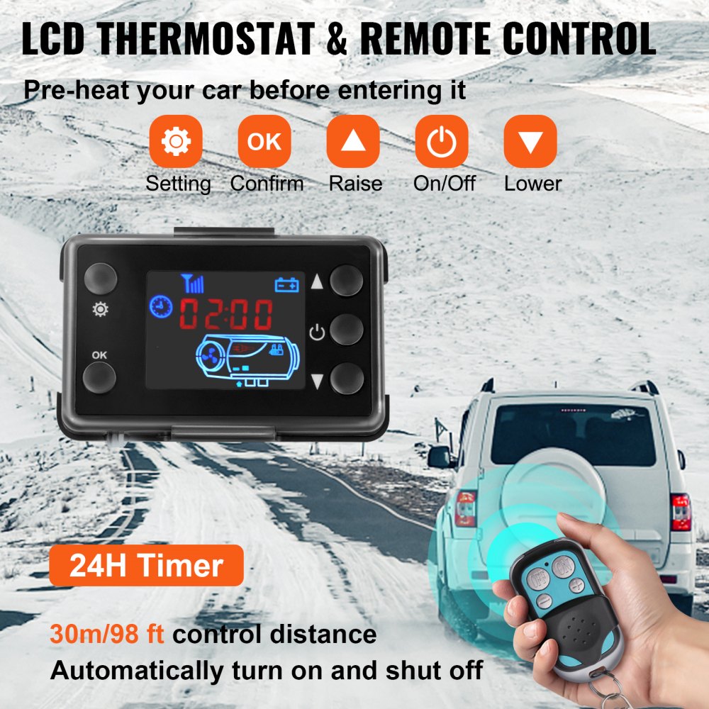 VEVOR 5KW 12 V Diesel Standkachel met LCD Monitor, Air Diesel Heater Standkachel met Silencer voor Truck Boot Auto Trailer