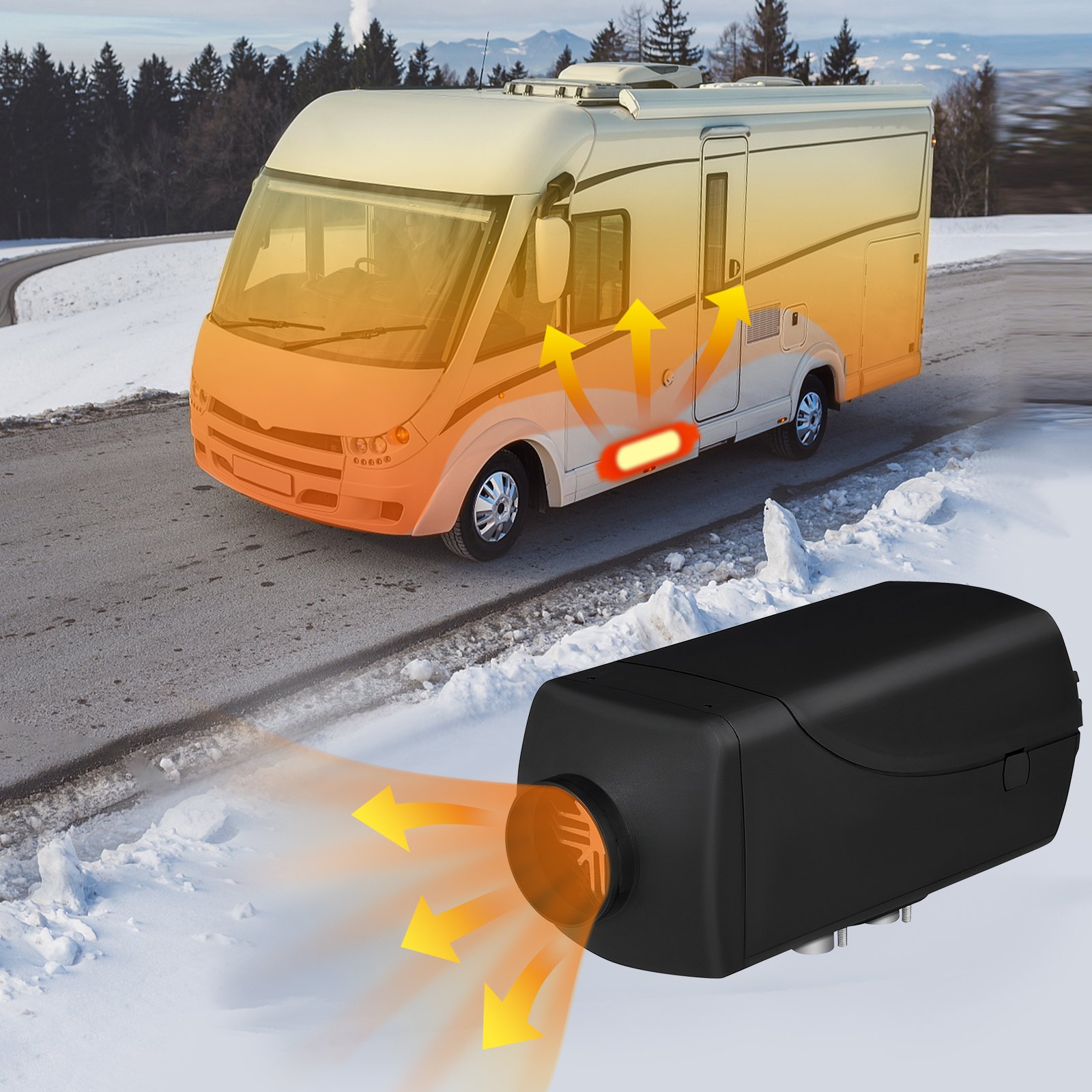 VEVOR Heater 5KW 5000W 24V Air diesel Fuel Heater For Car Truck Motor-home Boat Bus Van,5KW 24V Diesel Air Heater Lcd Tank Remote control Muffler