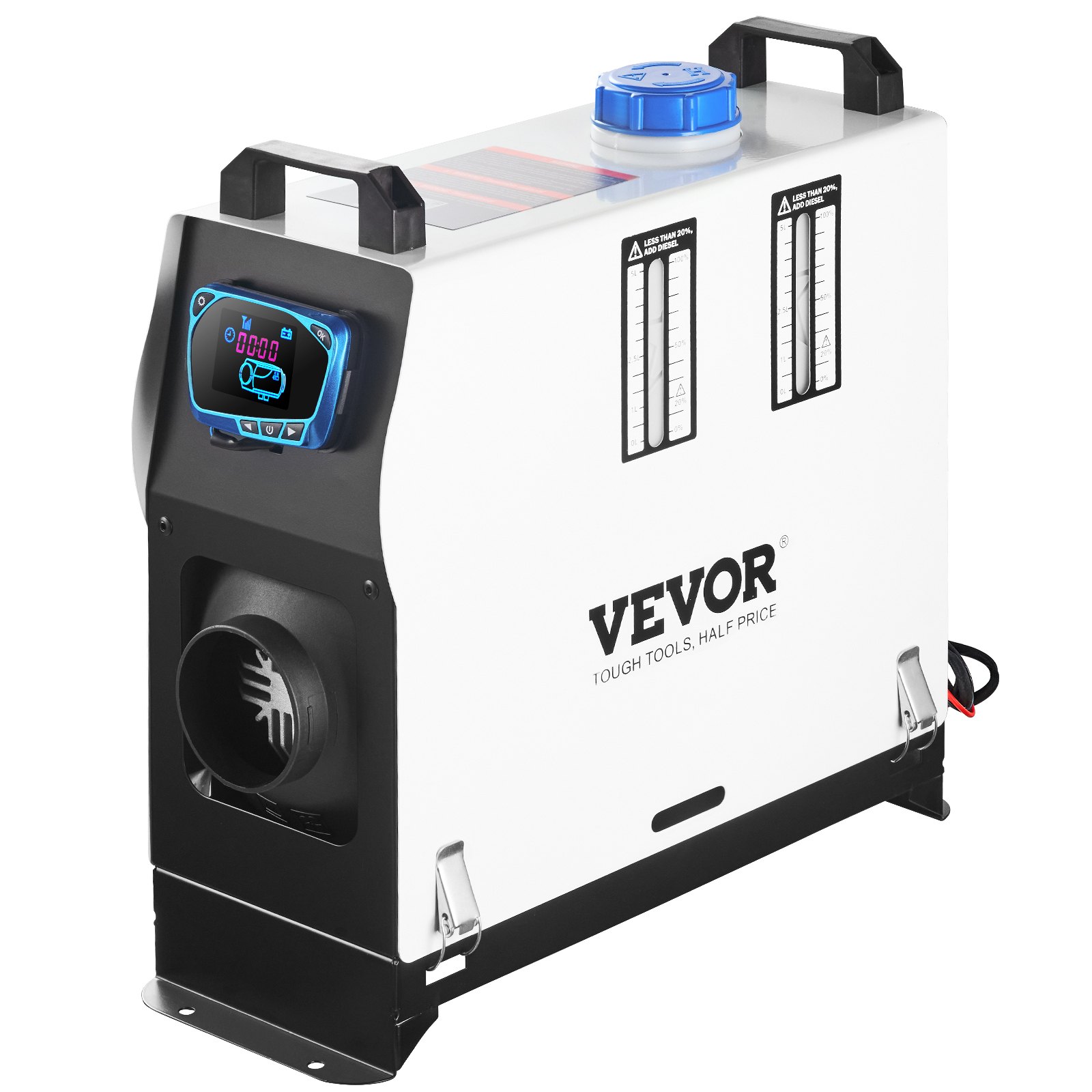Orange Diesel Air Heater, 8KW Parking Heater, All in 1, 12V Truck Heater, One Air Outlet, with Red LCD Switch, Remote Control, Fast Heating Diesel Heater, For Car, RV Truck, Boat, Campervans, Caravans