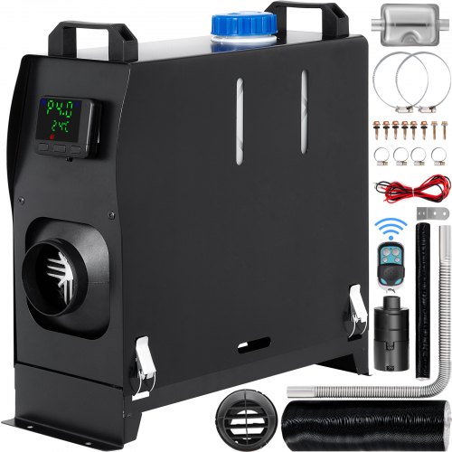 VEVOR Auto Diesel Luchtverwarmer 12V 8KW Standkachel Diesel Aluminium Behuizing Diesel Heater + Afstandsbediening en LCD-Scherm Zwart voor Cabine van Verschillende Auto's/Bussen/Campers/Vrachtwagens