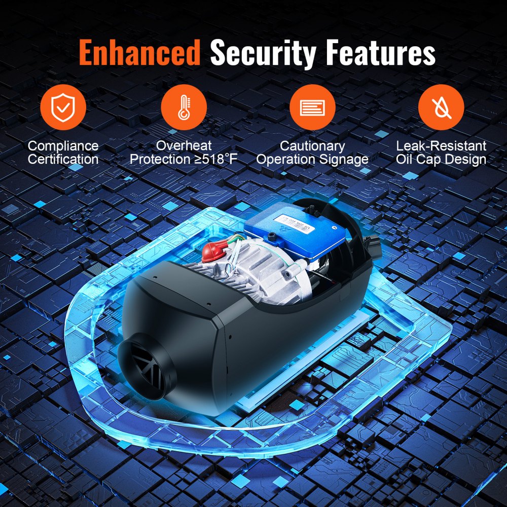 VEVOR Lucht-dieselverwarming Standkachel 12&24V 2KW, Lucht-dieselverwarming Dieselstandkachel Luchtverwarmer, 0,12-0,26 l/u. Dieselverwarming met LCD-scherm en afstandsbediening voor voertuigen, vrachtwagens, auto's, bussen, enz.