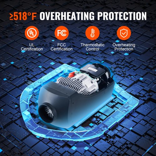 5-8KW dieselverwarming 12 V / 24 V alles-in-één dieselluchtverwarmer met Bluetooth-appbediening, afstandsbediening, display en CO-alarm, snel verwarmende draagbare dieselverwarming voor