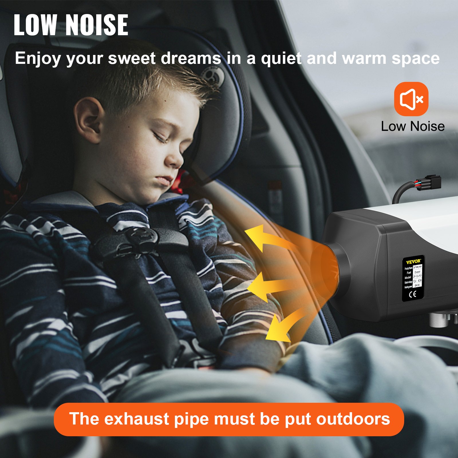 VEVOR Luchtverwarmers Diesel Verwarmer Diesel Luchtverwarmer Standkachel 5 Kw Brandstofverbruik 0,18-0,48 L/h