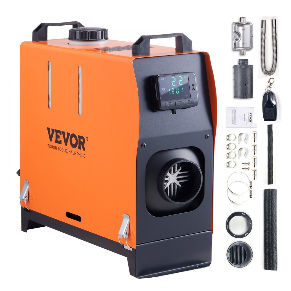 VEVOR Air Diesel Heater Auxiliary Heater 12 V 5 kW Air Heater Air Diesel Auxiliary Heater Air Heater 0.12-0.52 L/Hr. Diesel heater with LCD display & remote control Air Diesel Heater