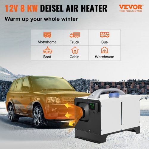 VEVOR Auto Diesel Luchtverwarmer Standkachel Diesel Diesel Heater Wit 8KW LCD