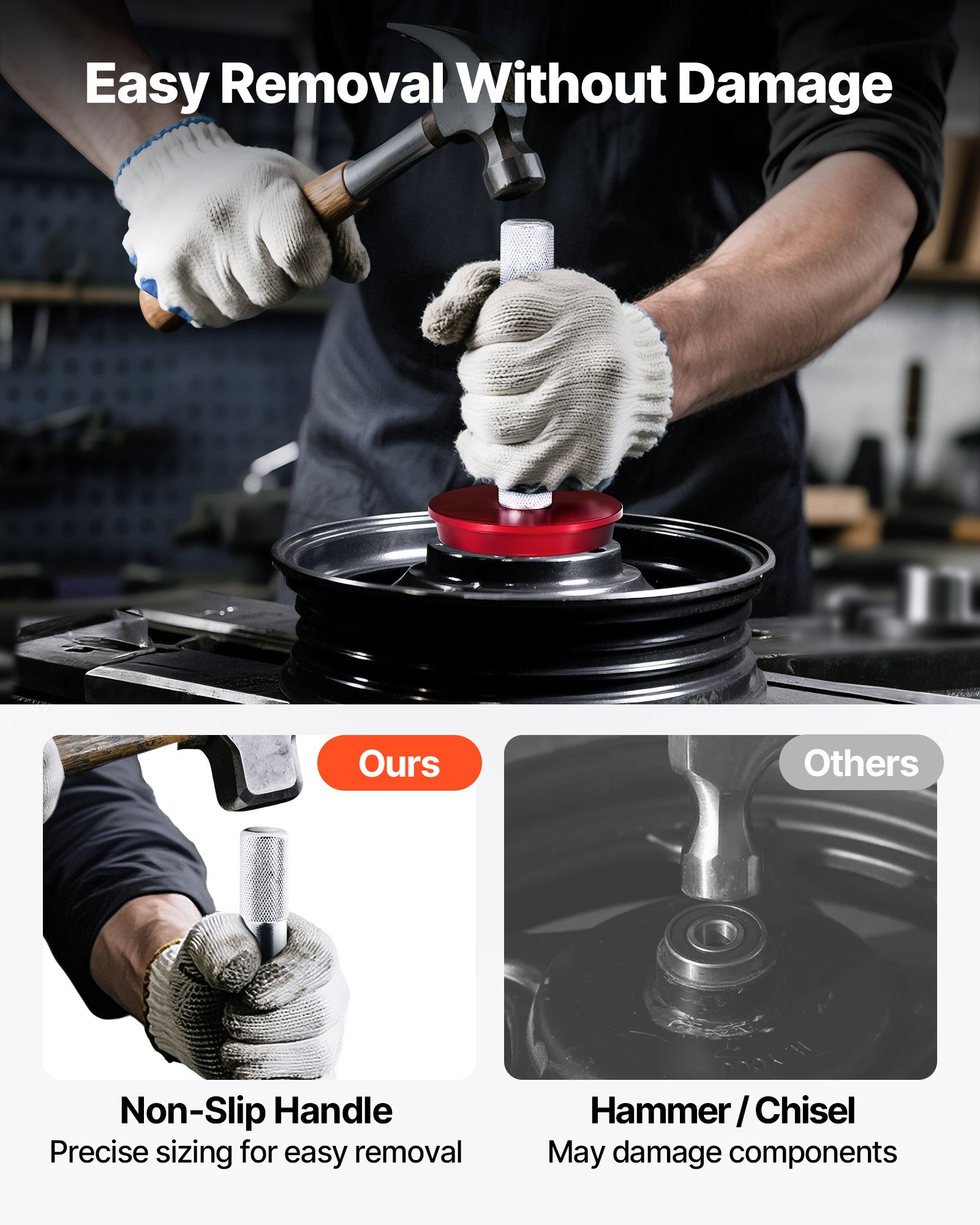 VEVOR Lagerpersset 43-delige lagerrace-afdichtingsdriverset met 39 bussen en gripassen, bussendrivergereedschapset, voor demontage en installatie Gemaakt van aluminiumlegering met koffer