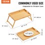 VEVOR Bed Tray Table with Foldable Legs & Media Slot, Bamboo Breakfast Tray for Sofa, Bed, Eating, Snacking, and Working, Serving Laptop Desk Tray TV Tray, Portable Food Snack Platter, 21.6" x 13.8"