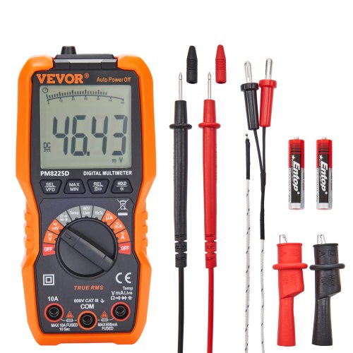 VEVOR Digitale multimeter 6000 counts Voltmeter Batterijtester Spanningstester Continuïteitstester Ohm Volt Ampèremeter AC/DC-spanning Stroom Weerstandsdiode Groot LCD-scherm en achtergrondverlichting