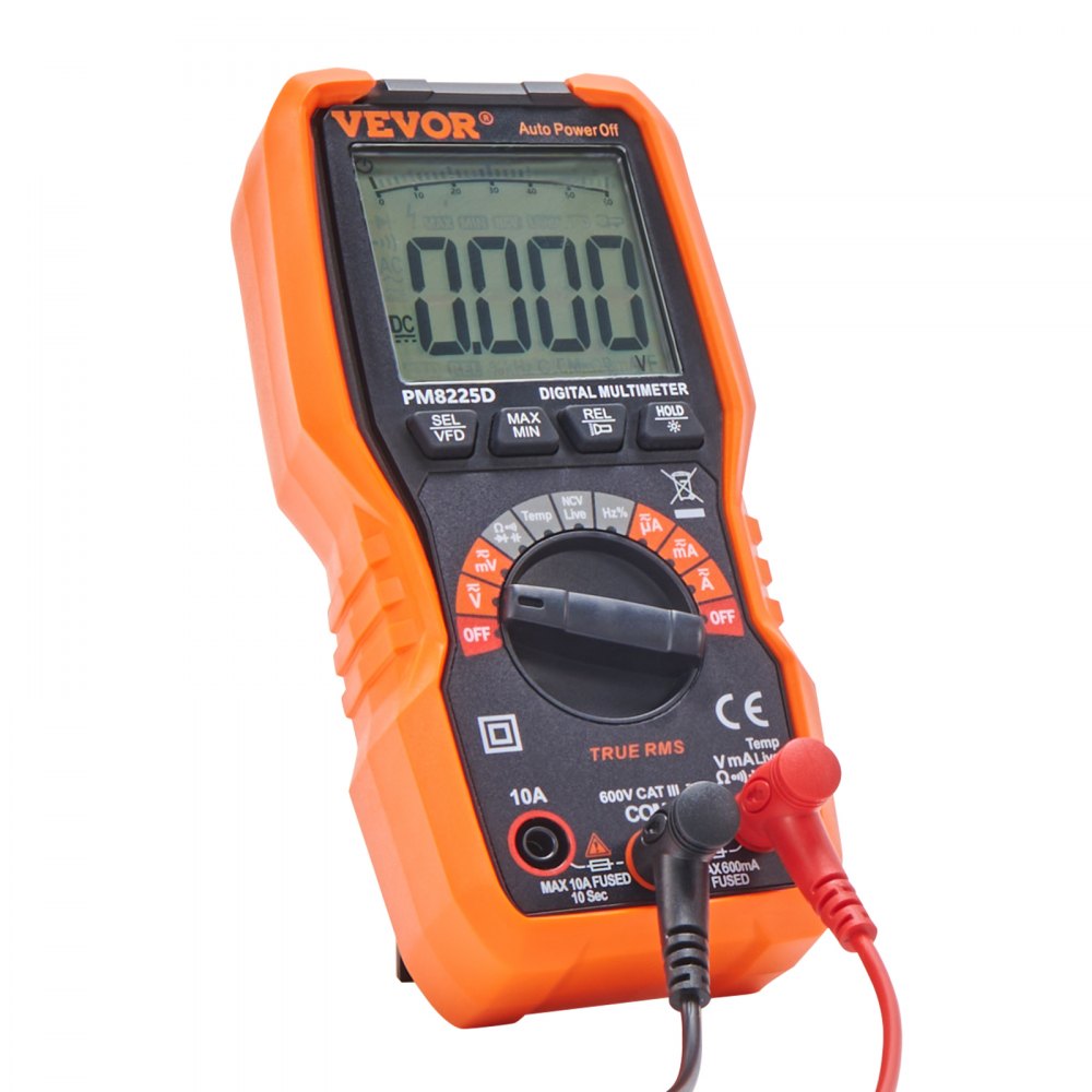 VEVOR Digital Multimeter, 6000 Counts, Multimeter Tester DC AC Voltmeter NCV, Ohm Volt Amp Tester, for Voltage Current Resistance Capacitance Continuity Diode Temperature Duty Ratio Frequency TRMS