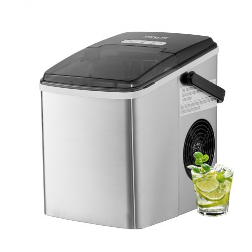 VEVOR Ijsmachine 105 W ijsblokjesmachine ijsblokjesmachine roestvrij staal Ijsmaker 11,8 kg / 24 uur Bereiding ijsblokjesmachine in 7 minuten 816,5 g