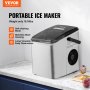 VEVOR 105 W ice cube maker ice cube machine stainless steel 11.8 kg / 24 hours Ice Maker preparation in 7 minutes, 816.5 g ice storage capacity self-cleaning function cube ice machine ice cube machines