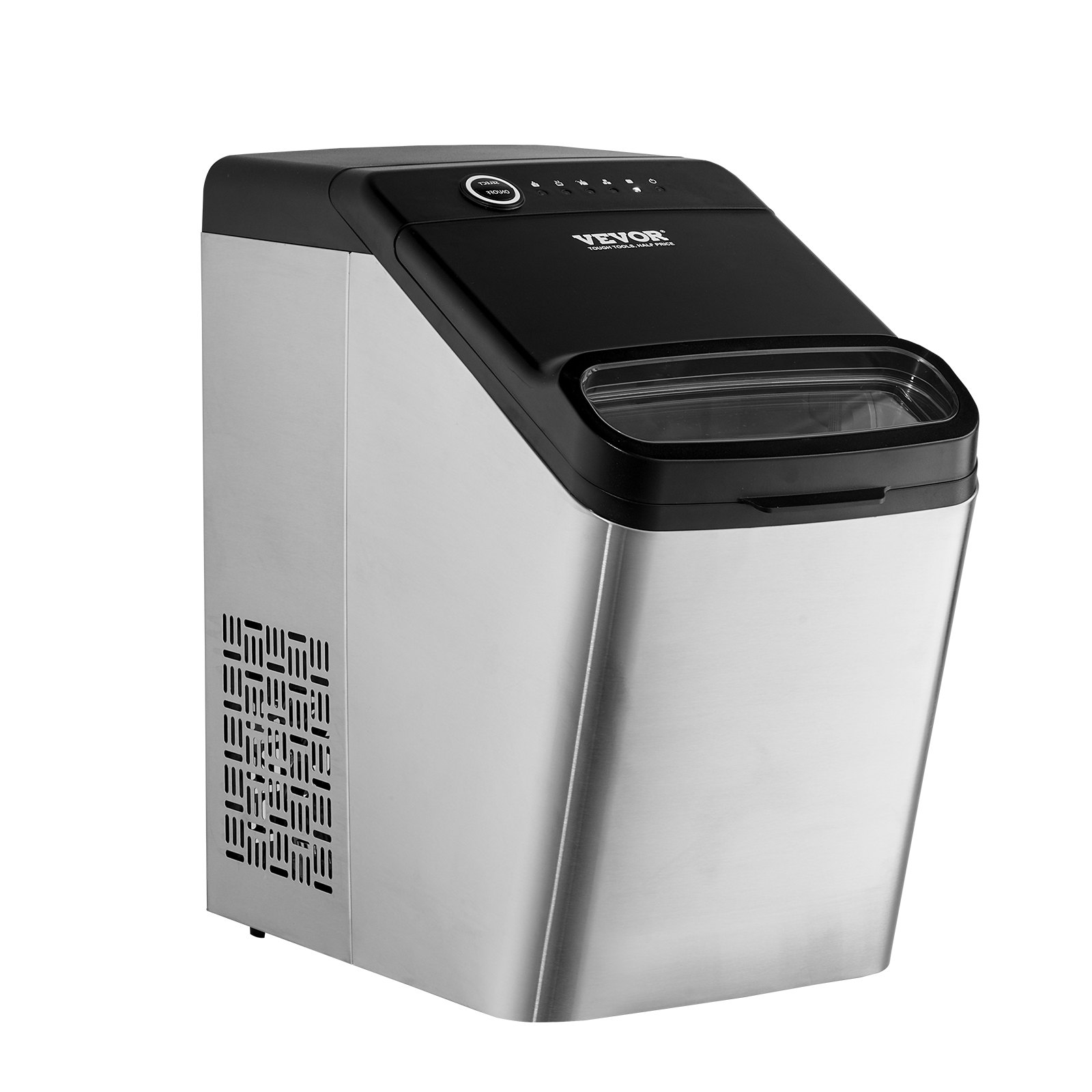 VEVOR Ijsmachine 130 W ijsblokjesmachine ijsblokjesmachine roestvrij staal Ijsmaker 15 kg / 24 uur Ice Maker bereiding in 7 minuten