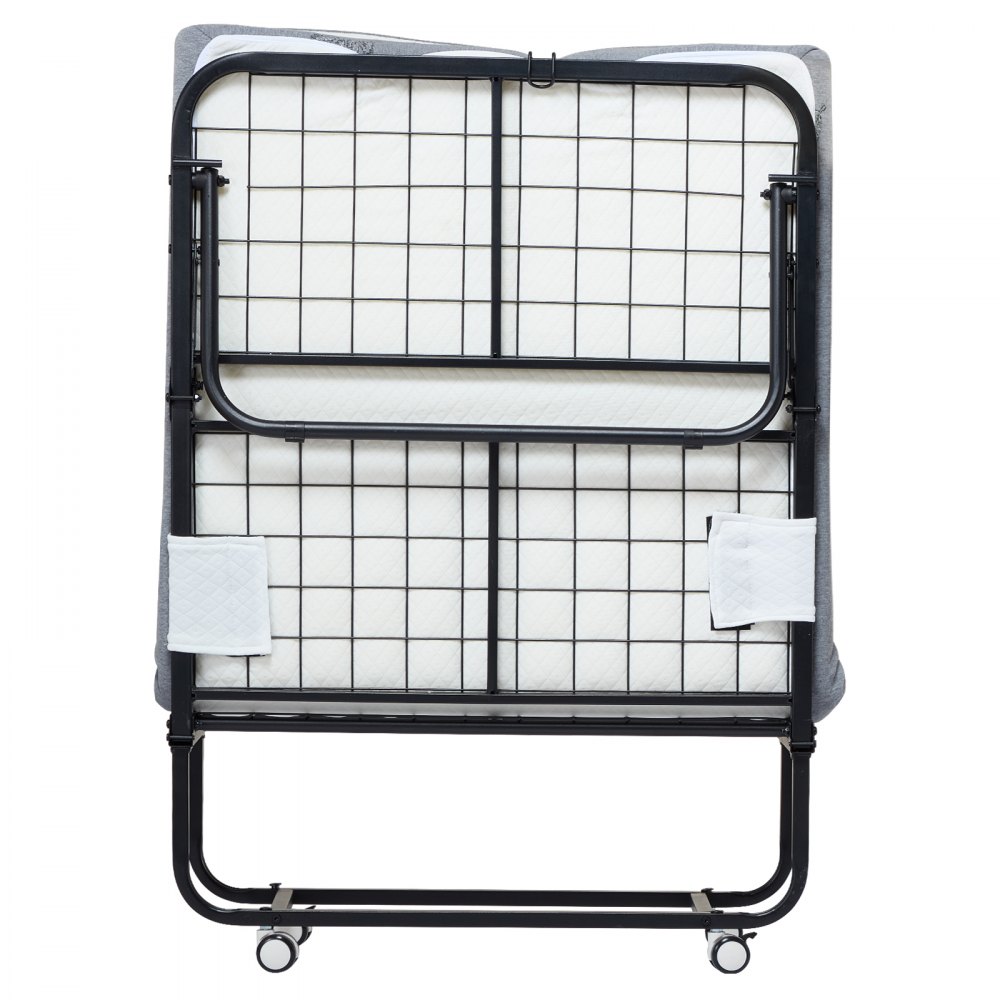 VEVOR Rollaway Bed met 12,5 cm matras, opvouwbaar eenpersoonsbed met traagschuimmatras (190 x 81 cm), draagvermogen van 136,1 kg Logeerbed voor volwassenen, metalen bed voor slaapkamer/woonkamer