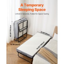 VEVOR Rollaway Bed Vouwbed met 12,5 cm schuimmatras Metalen bed 79 cm