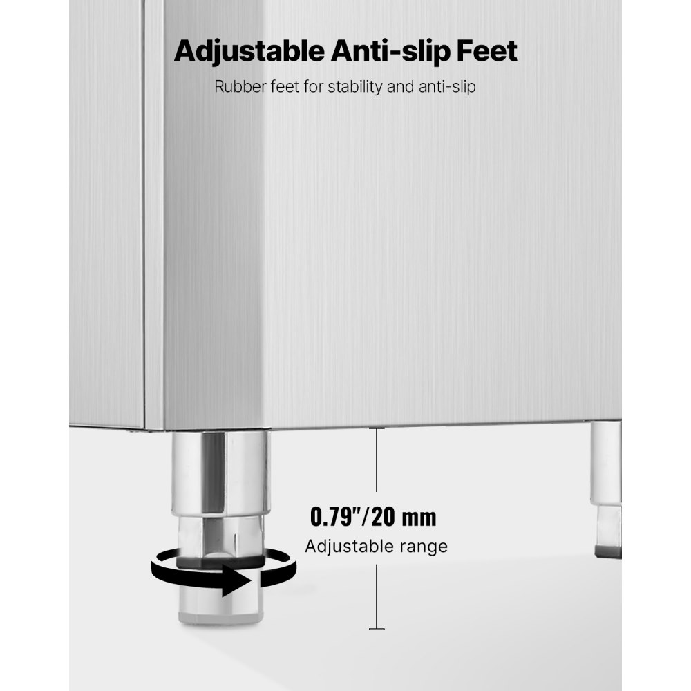 VEVOR ijsdispenser, ijsopslagcontainer met een capaciteit van 80 kg, automatische ijsdosering van 9 kg/min met crusher, in hoogte verstelbare poten, voor commerciële ijsmachines, restaurants en hotels.