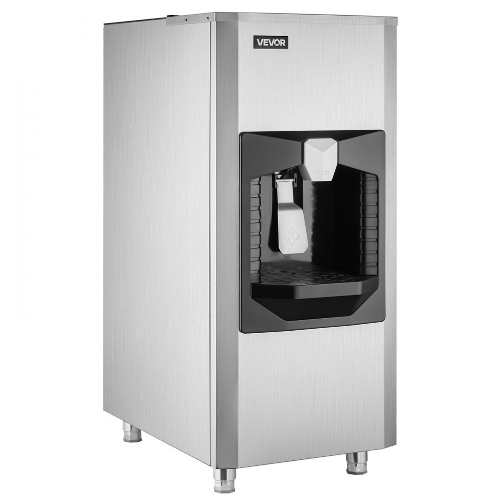 VEVOR ijsdispenser, ijsopslagcontainer met een capaciteit van 80 kg, automatische ijsdosering van 9 kg/min met crusher, in hoogte verstelbare poten, voor commerciële ijsmachines, restaurants en hotels.