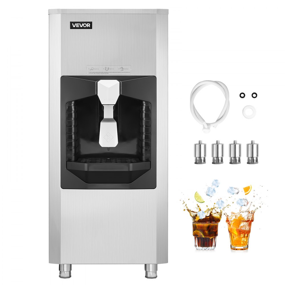 VEVOR ijsdispenser, ijsopslagcontainer met een capaciteit van 80 kg, automatische ijsdosering van 9 kg/min met crusher, in hoogte verstelbare poten, voor commerciële ijsmachines, restaurants en hotels.