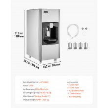 VEVOR IJsbak voor ijsmachine, ijsdispenser, opslagcapaciteit 80 kg, hotels