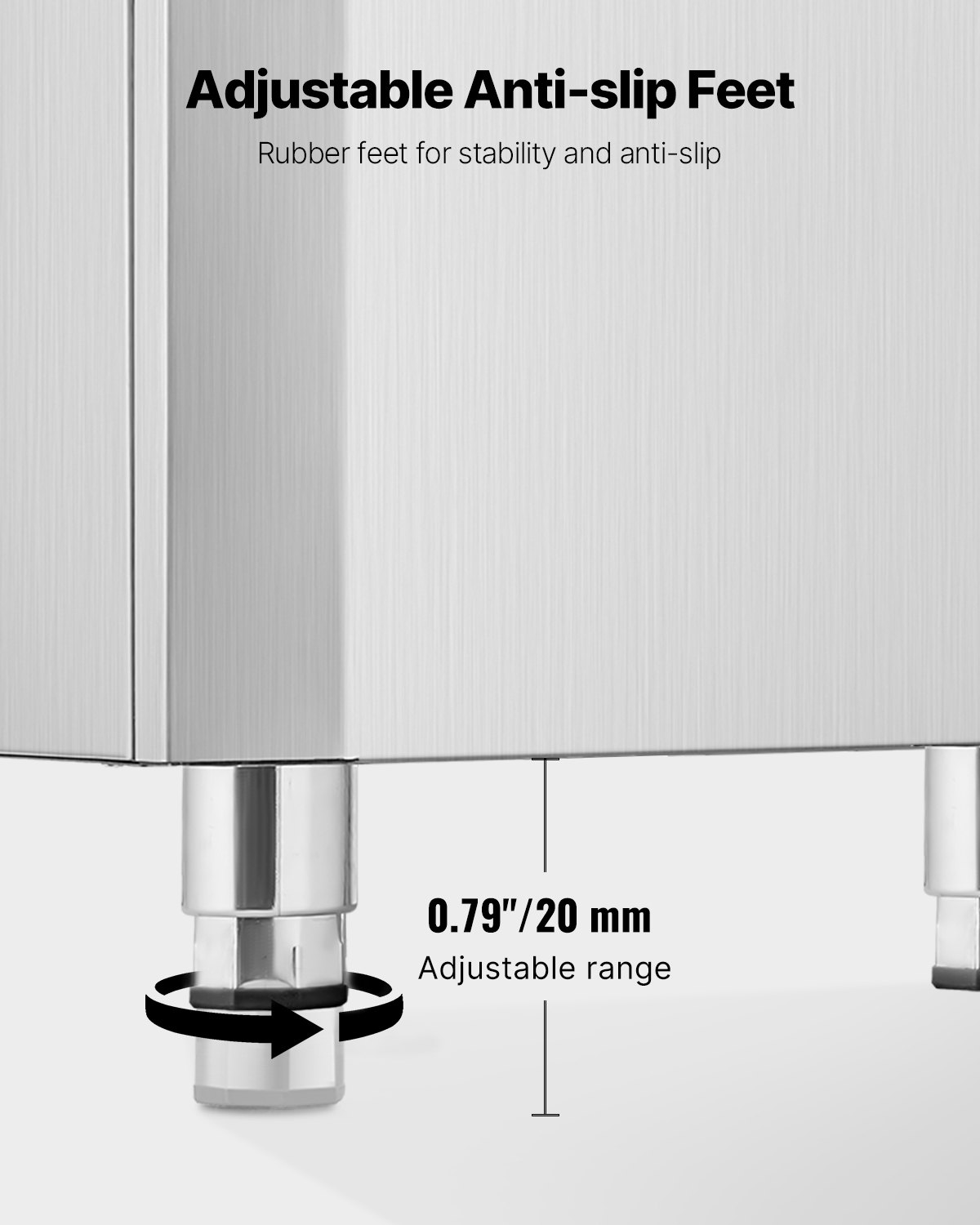 VEVOR Ice Dispenser, Ice Storage Bin with 180 Lbs Storage Capacity, 20 Lbs/Min Automatic Ice Dispensing with Crusher, Height Adjustable Feet, for Commercial Ice Maker Machine, Restaurant and Hotel
