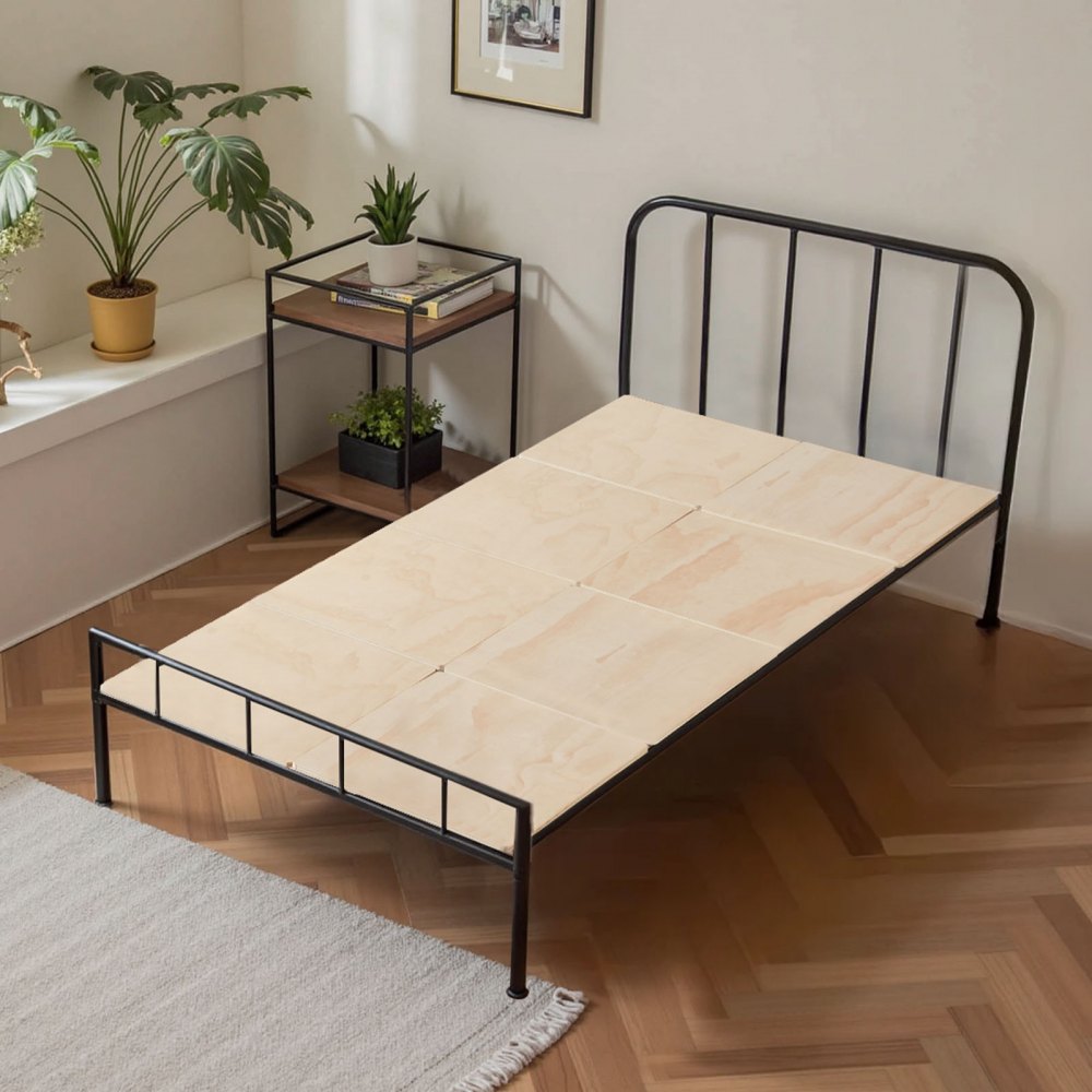 VEVOR Twin Size Bunkie Board Opvouwbare Bedplank Lattenbodem met Connector, Houten Matrastopper, Ondersteuning onder Matrasplanken, Klaar voor Gebruik, 8-delige Natuurlijke Houten Lattenbodems