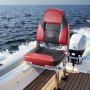 VEVOR Boat Seat, High Backrest, Folding Fishing Boat Seat with Thickened Sponge Cushion & Waterproof PVC Leather, Aluminum Alloy Hinges, Flip Up Boat Seat for Boats, Yachts, Ships, Black & Red