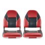VEVOR Boat Seat, High Backrest, Folding Fishing Boat Seat with Thickened Sponge Cushion & Waterproof PVC Leather, Aluminum Alloy Hinges, Flip Up Boat Seat for Boats, Yachts, Ships, Black & Red